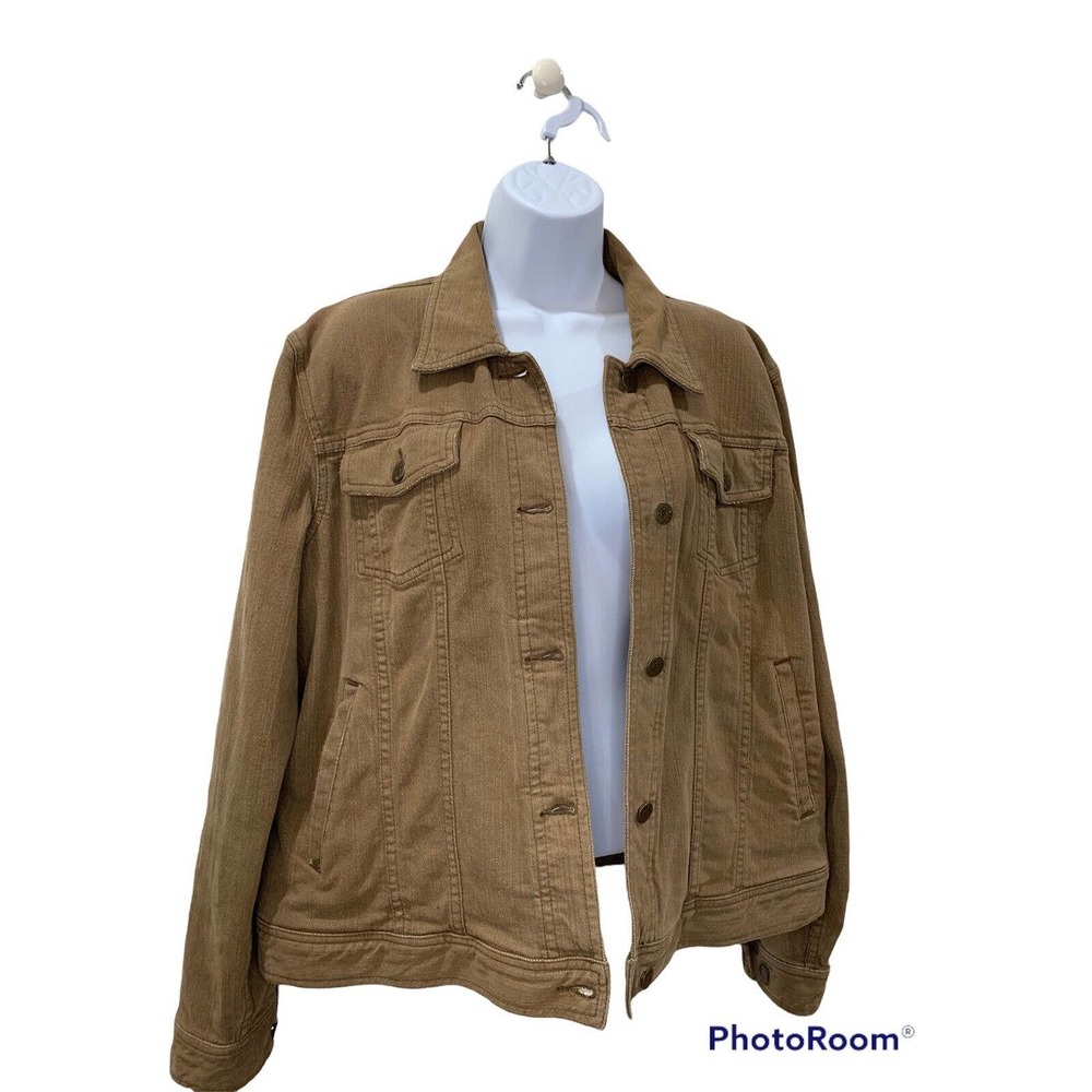 LRL Ralph Lauren Jeans Co Womens Denim Jacket Beige/Gold XL Vintage
